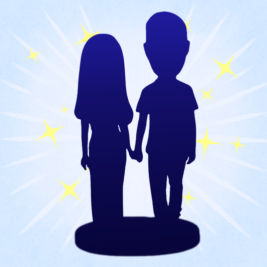 Fully Customizable 2 Person Couple Custom Bobbleheads with Your Logo Text
