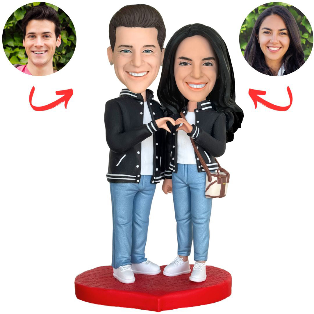 Couple Clothes Heart Hands Custom Couple Bobbleheads