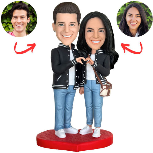 Couple Clothes Heart Hands Custom Couple Bobbleheads