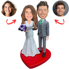 Happy Wedding Couple Custom Wedding Bobbleheads Cake Topper