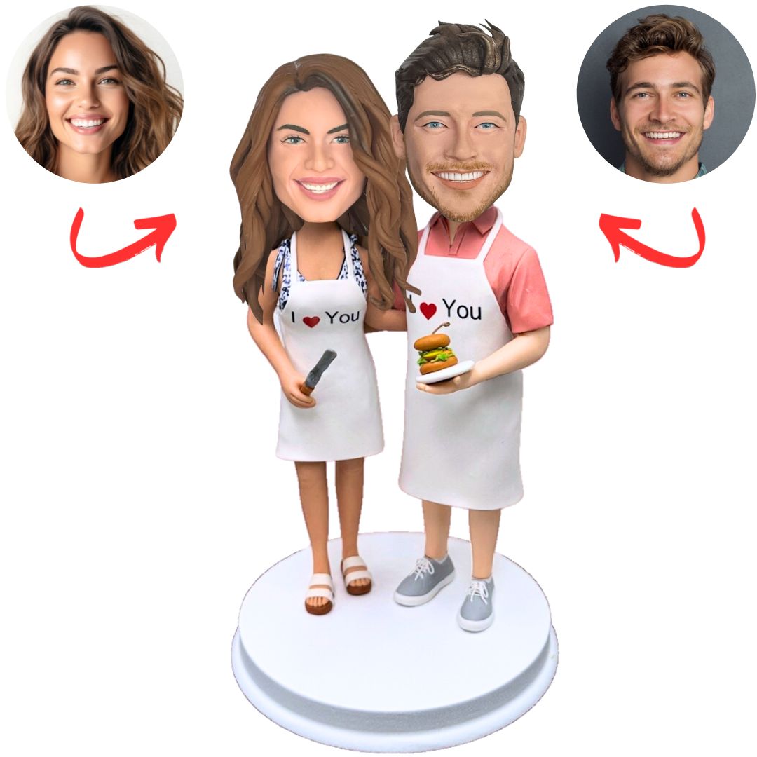 Happy Chef Couple Custom Couple Bobbleheads