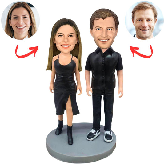 Black Suit Couple Custom Couple Bobbleheads
