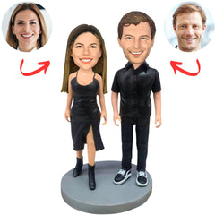 Black Suit Couple Custom Couple Bobbleheads
