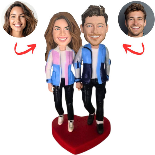 Casual Couple Wearing Couple Clothing Custom Bobbleheads