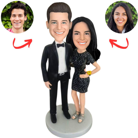 Happy Couple in Formal Wear Custom Bobbleheads