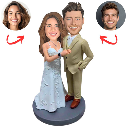 Couple in Wedding Dresses Custom Couple Bobbleheads