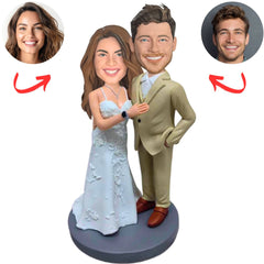 Couple in Wedding Dresses Custom Couple Bobbleheads