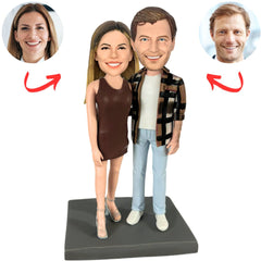Casual Happy Couple Custom Couple Bobbleheads