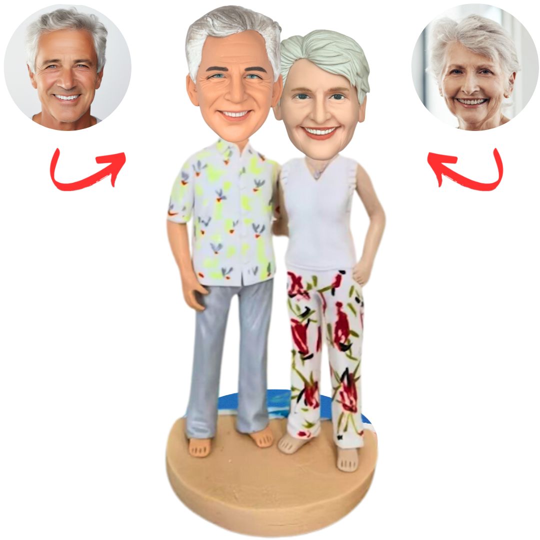 Couple Standing on The Beach Custom Bobbleheads