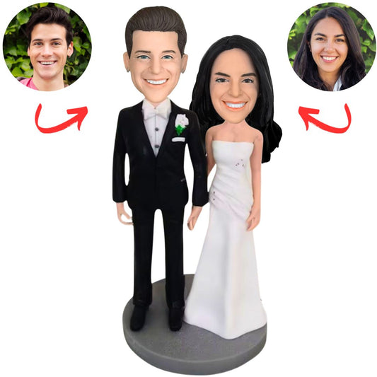 Couple in Wedding Attire Custom Wedding Bobbleheads