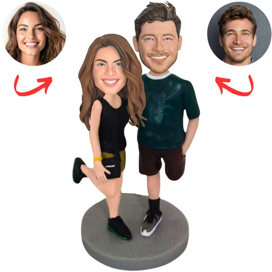 Couple with Raised Feet Custom Bobbleheads