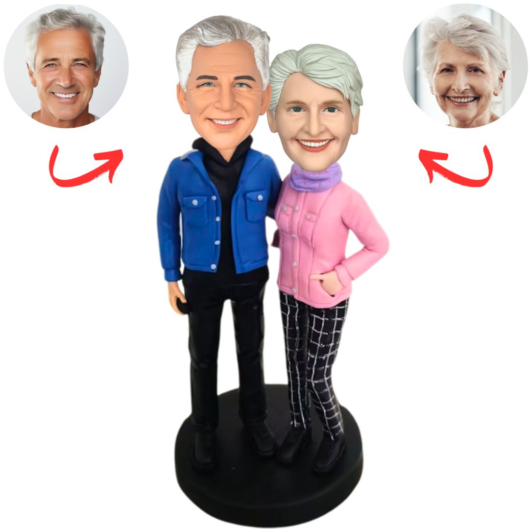 Couple Wearing Winter Clothes Custom Bobbleheads