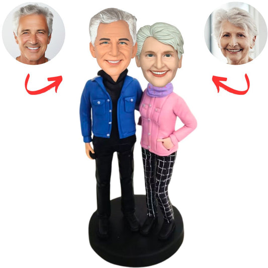 Couple Wearing Winter Clothes Custom Bobbleheads