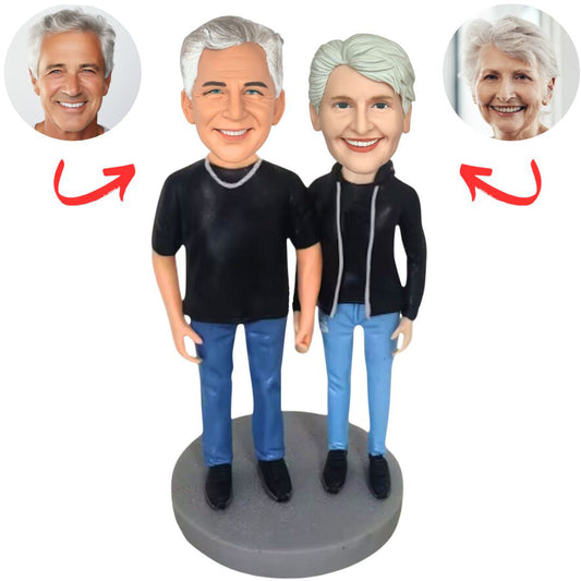 Couple Holding Hands Custom Bobbleheads