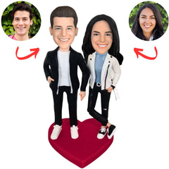 Happy Couple in Jacket Custom Bobbleheads
