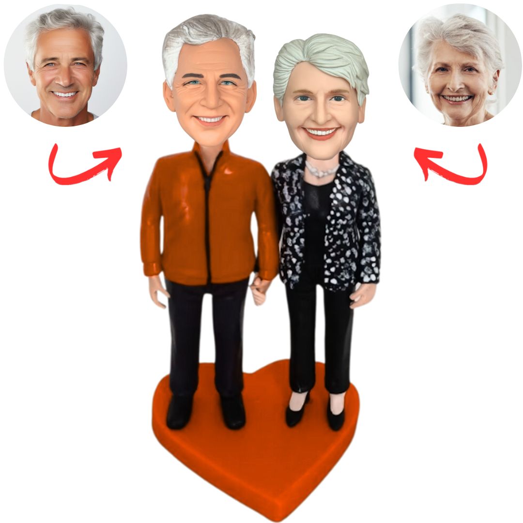 Happy Old Couple Personalized Bobbleheads