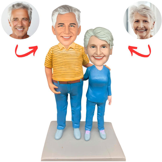 Blue Pants Old Couple Custom Bobbleheads
