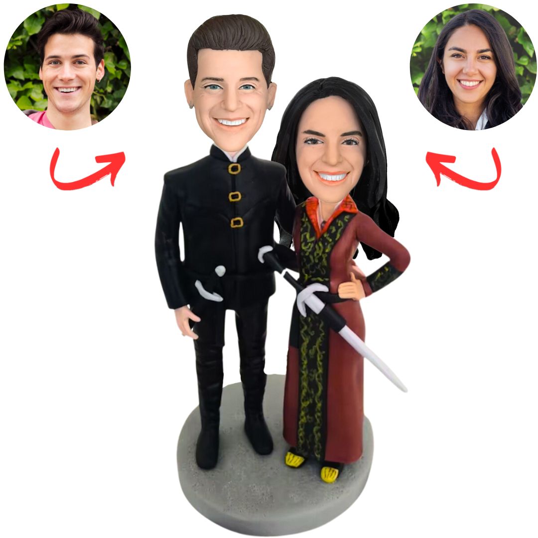 Martial Arts Couple And Sword Custom Bobbleheads