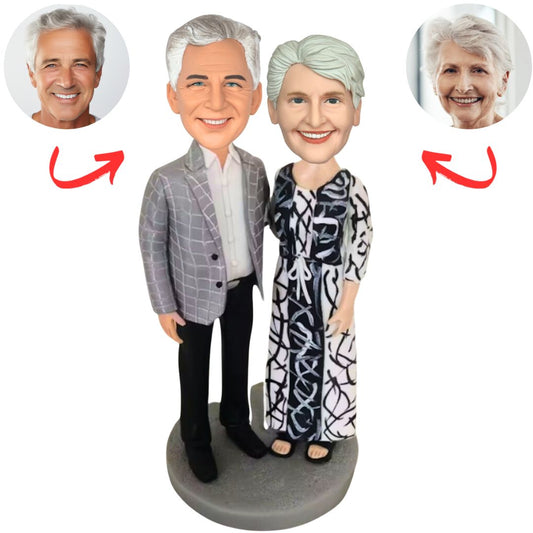 Elegant Elderly Couple Custom Bobbleheads
