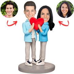 Couple with Love Heart Custom Bobbleheads
