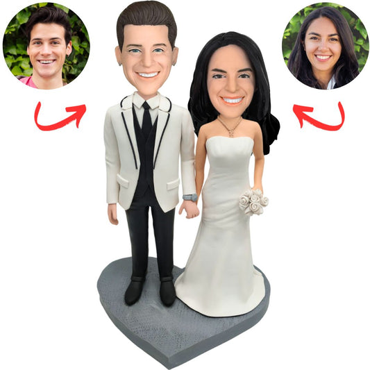 Bride And Groom Wedding Couple Custom Bobbleheads Cake Topper