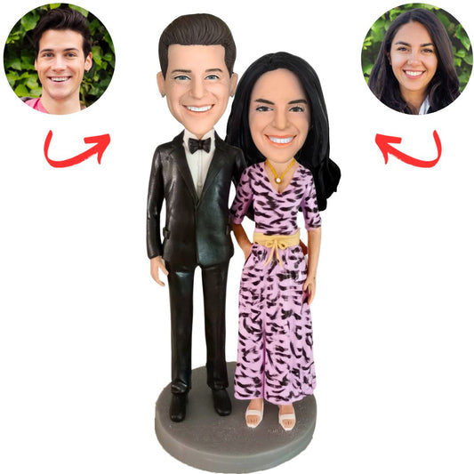 Elegant Casual Look Couple Custom Bobbleheads