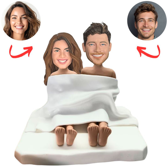 Naked Couple Covered with Quilt Custom Bobbleheads