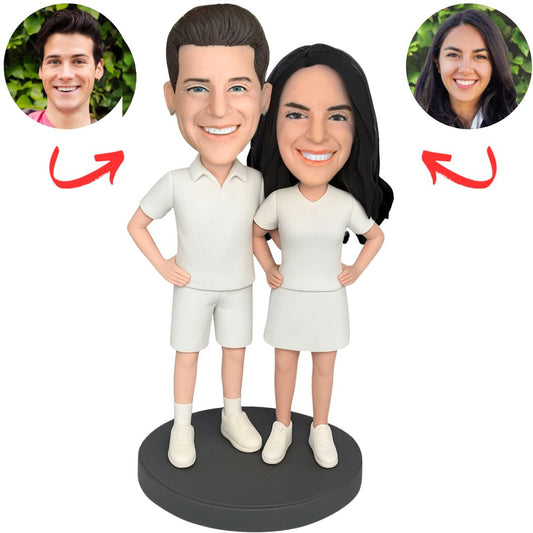 White Suit Couple Custom Bobbleheads
