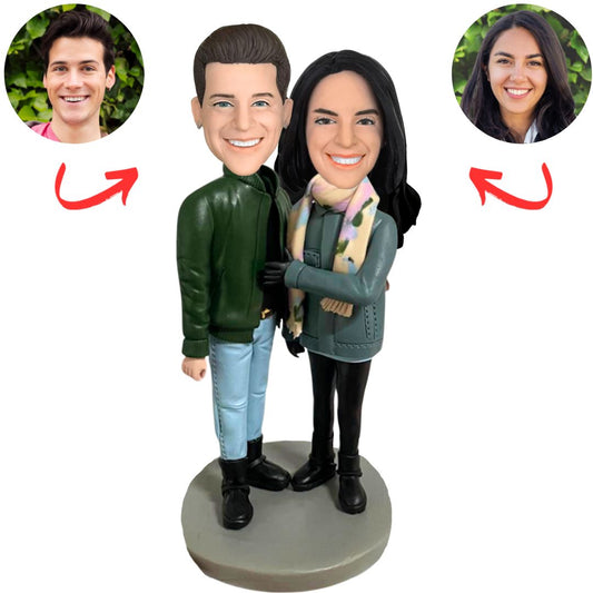 Couple Wearing Winter Clothes Personalized Bobbleheads
