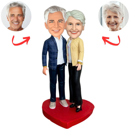 Heart Base Couple Custom Bobbleheads
