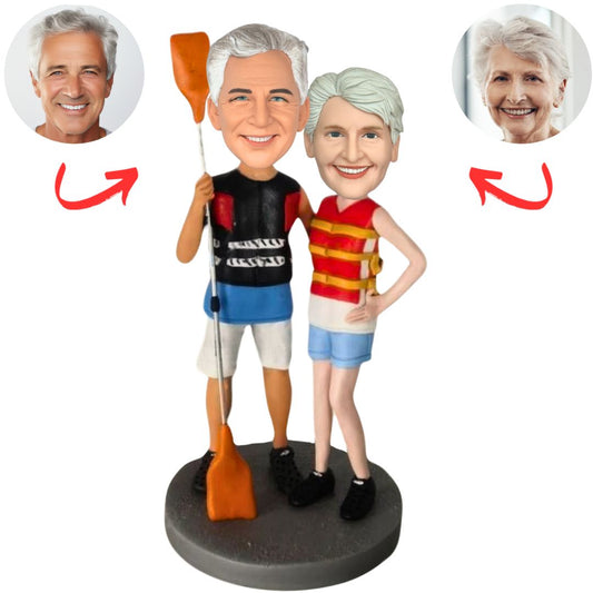 Couple Holding Oars Personalized Bobbleheads