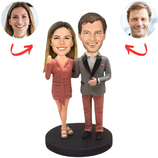 Couple Wearing Cocktail Dress Personalized Bobbleheads
