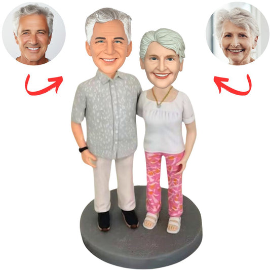 Couple Wearing Relaxed Casual Clothes Custom Bobble Heads