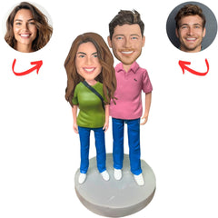 Laid-Back Style with Polo and Crossbody Bag Couple Personalized Bobbleheads