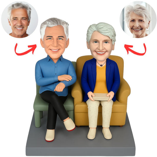 Couple on Cozy Sofa Custom Bobbleheads