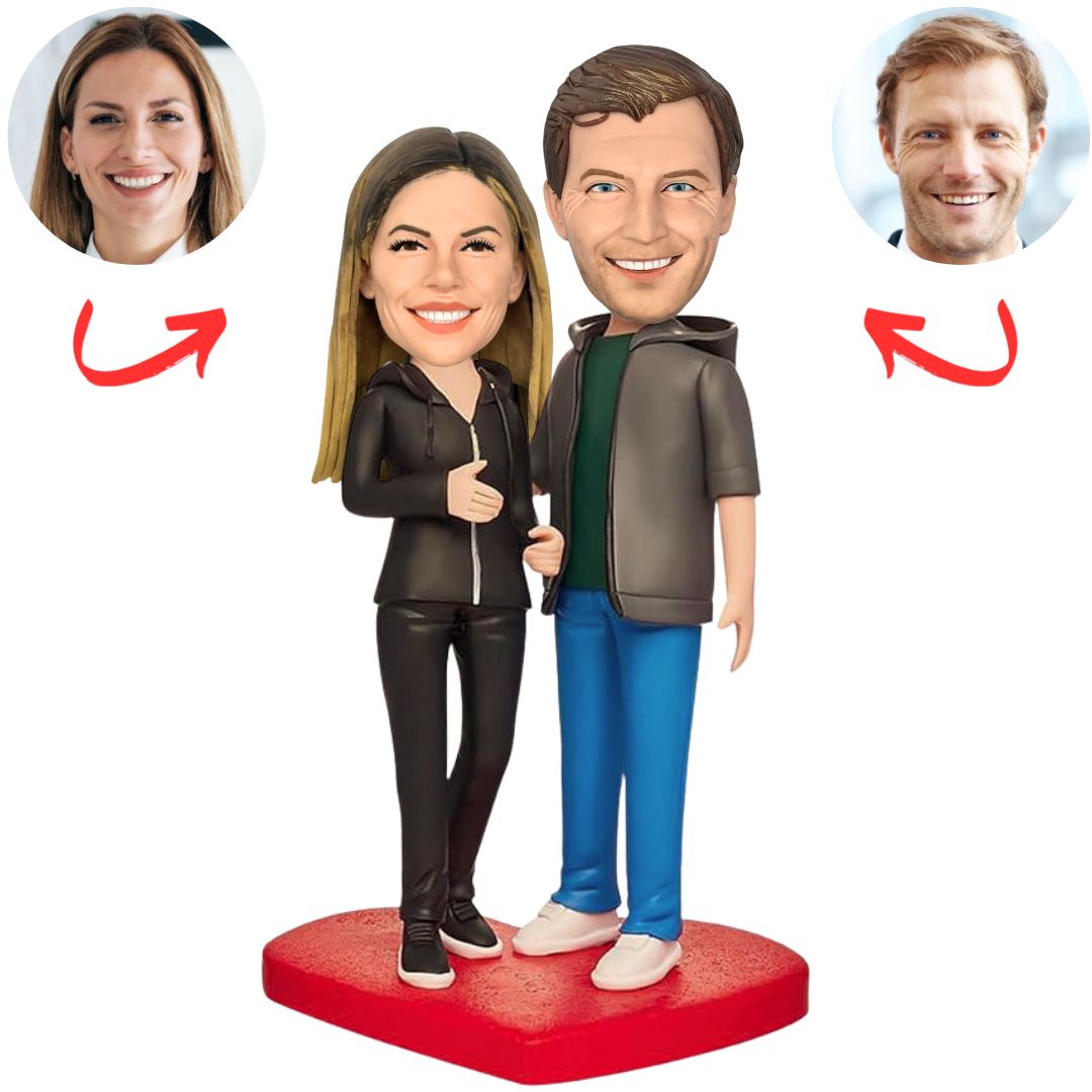 Personalized Casual Clothes Couple Bobbleheads