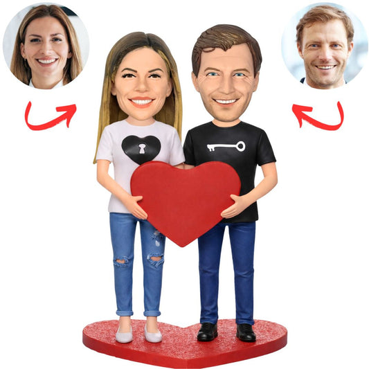 Couple Wearing Lock and Key Couple Clothes Custom Bobbleheads