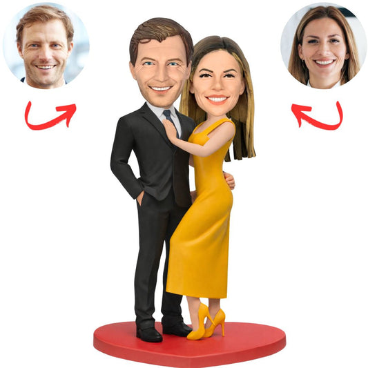 Black Suit and Yellow Dress Custom Bobbleheads