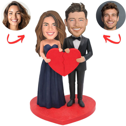 Couple Holding Broken Heart Custom Bobbleheads