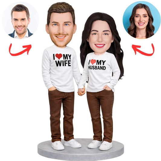 I Love My Wife & Husband Custom Bobbleheads