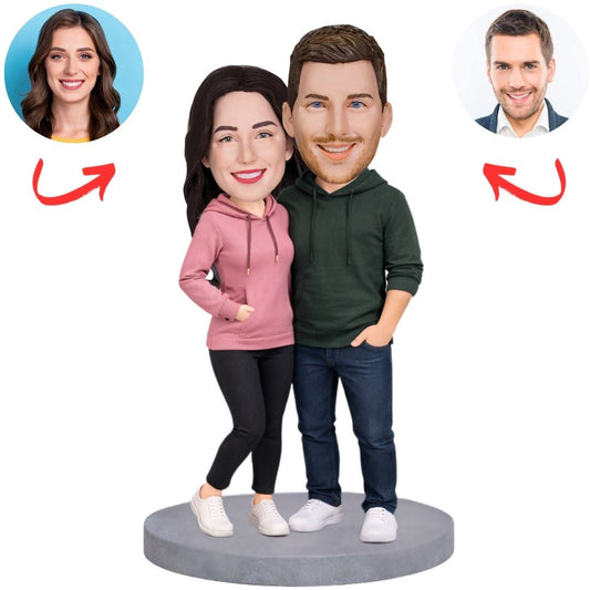 Casual Hoodie Couple Custom Bobbleheads