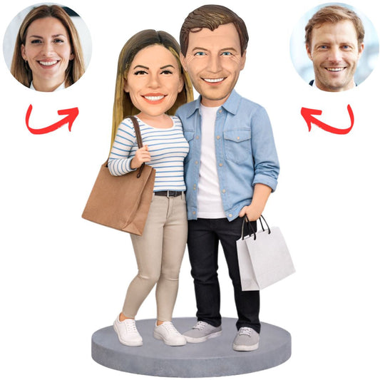 Stylish Couple Carrying Bag Custom Bobbleheads