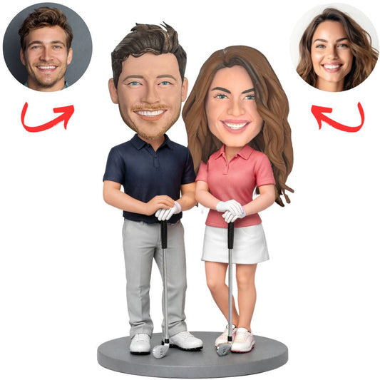 Golf Couple with Golf Club Custom Bobbleheads
