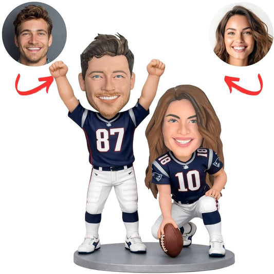 Patriots Couple Football Player Custom Bobbleheads