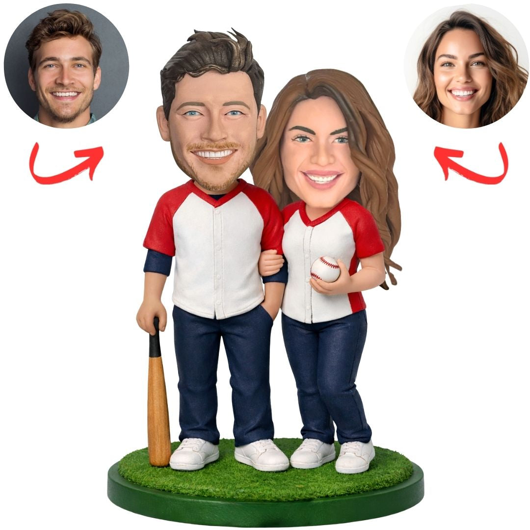 Couple Baseball Player Custom Bobbleheads