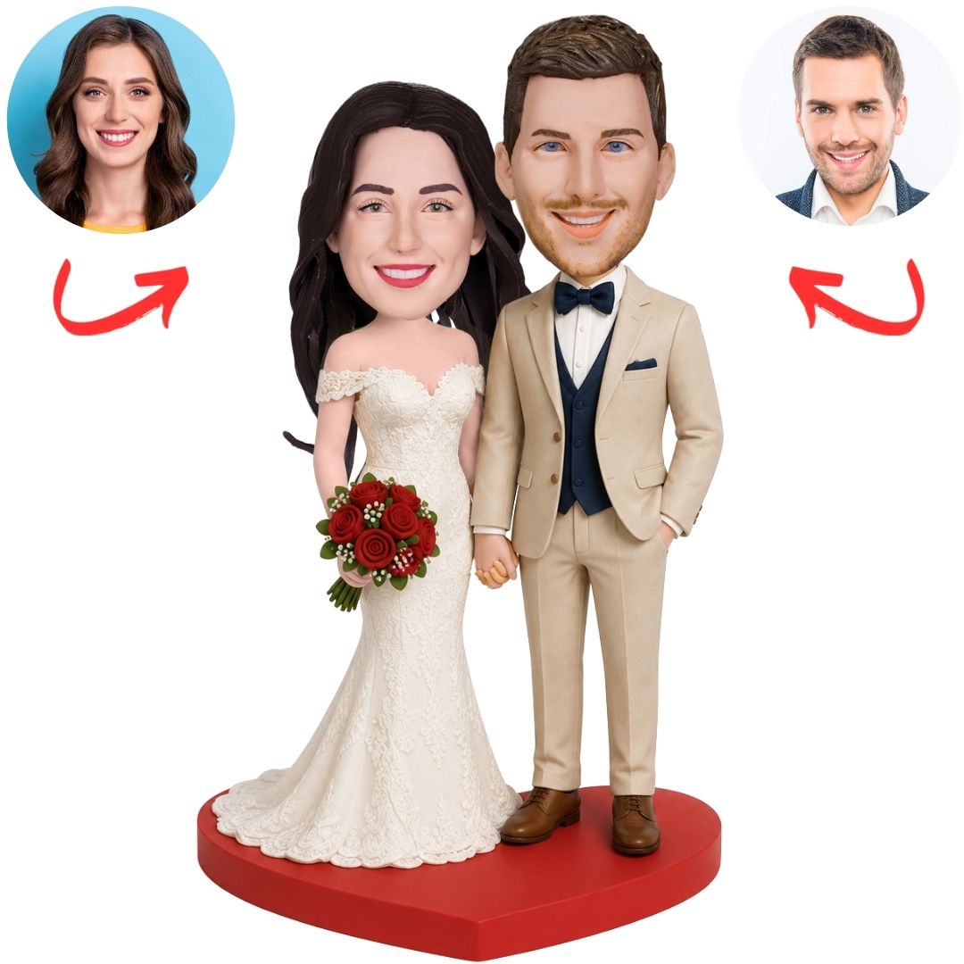 Wedding Couple Bride and Groom Gift Custom Bobbleheads