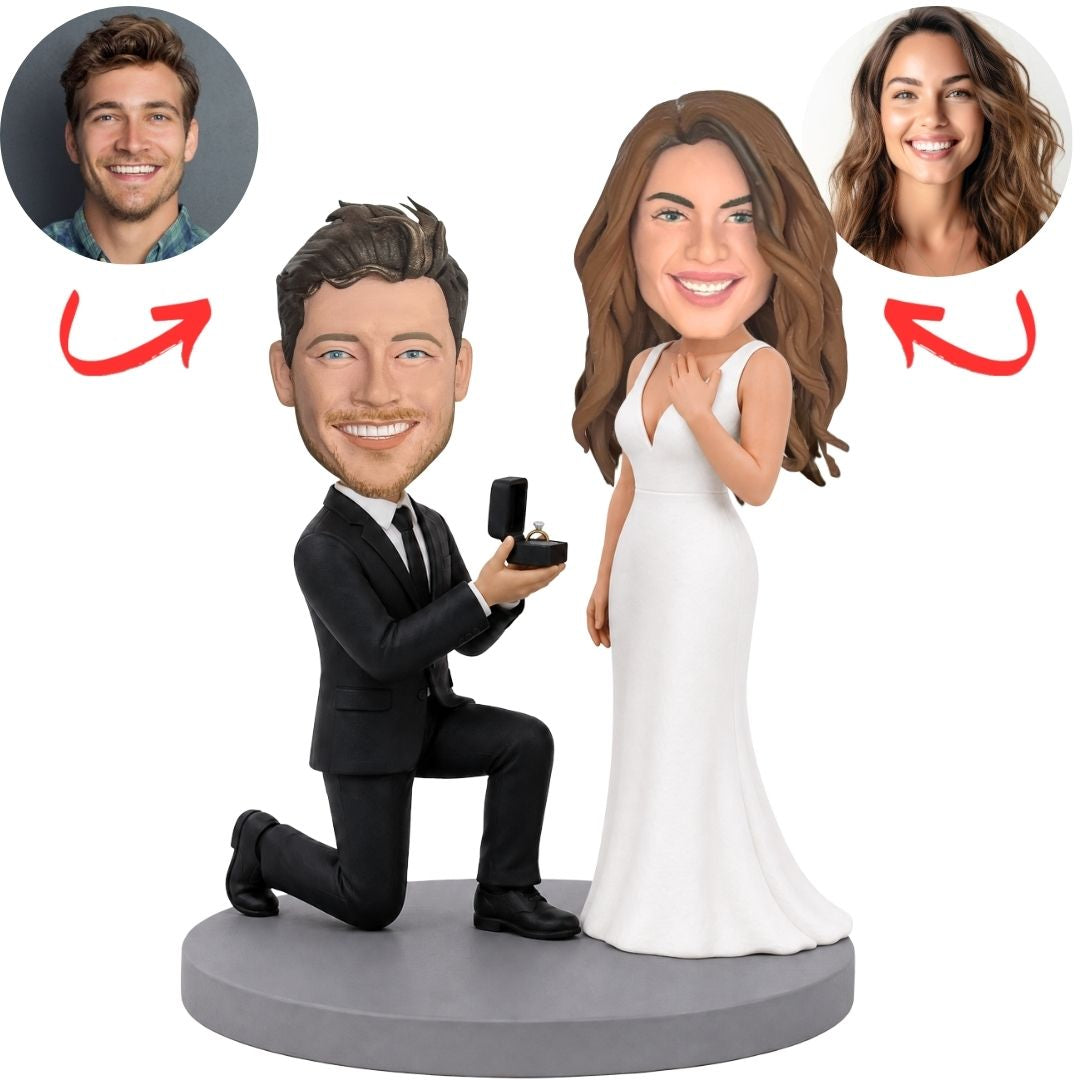 Marriage Proposal Couple Custom Bobbleheads