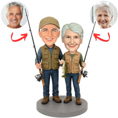 Happy Fishing Couple Custom Bobbleheads