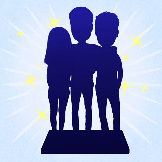 Fully Customizable Friend 3 Person Custom Bobbleheads with Your Logo Text