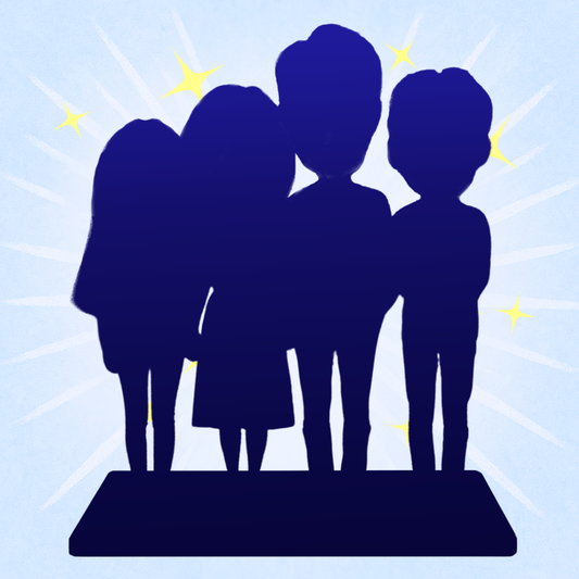 Fully Customizable 4 Person Custom Bobbleheads with Your Logo Text